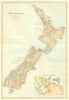 NEW ZEALAND. Counties. Railways. Inset Environs of Auckland. BLACKIE 1893 map