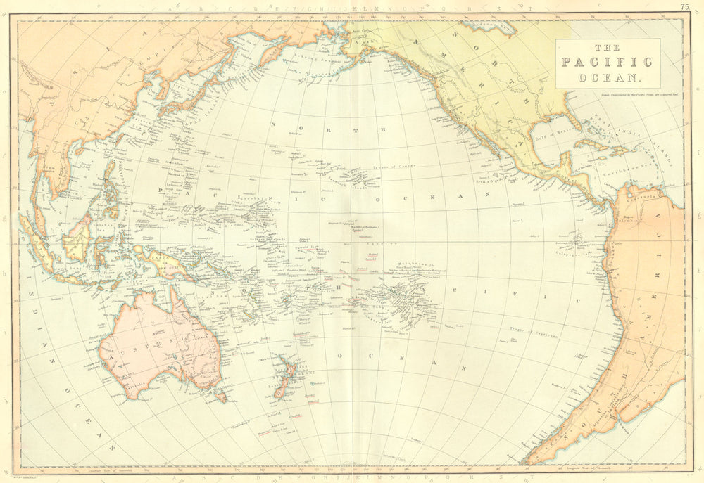 PACIFIC OCEAN. Australia New Zealand Polynesia Micronesia. BLACKIE 1893 map