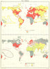 WORLD. Races of Mankind; Prevailing religions 1900 old antique map plan chart