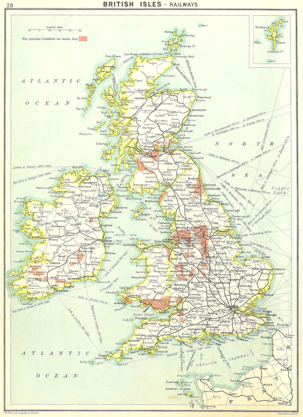 BRITISH ISLES. Railways 1900 old antique vintage map plan chart