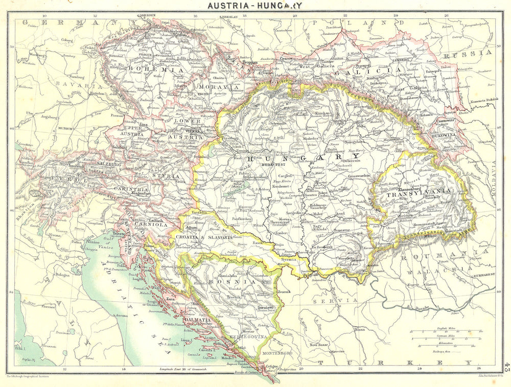 AUSTRIA. Hungary 1900 old antique vintage map plan chart