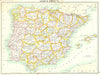 SPAIN. & Portugal 1900 old antique vintage map plan chart