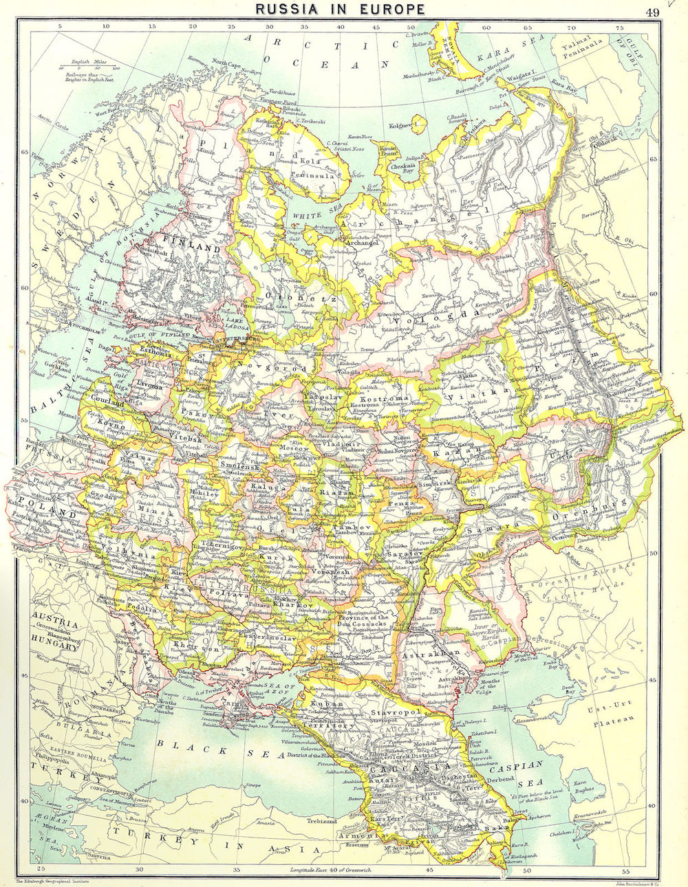 RUSSIA. European Russia 1900 old antique vintage map plan chart