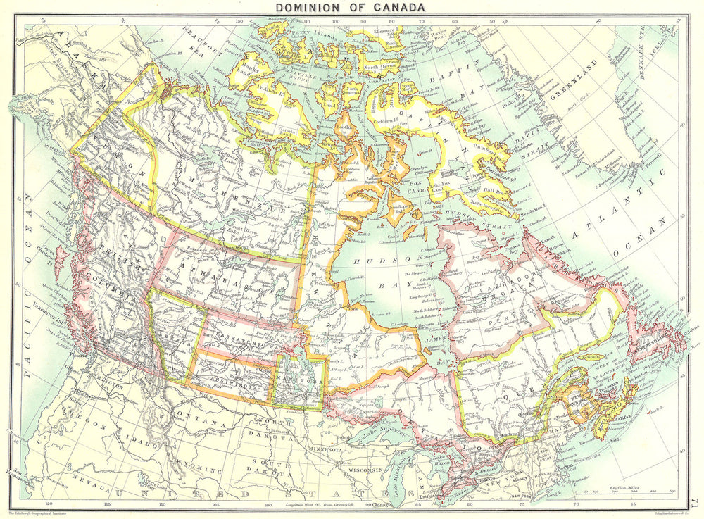 CANADA. Dominion of 1900 old antique vintage map plan chart
