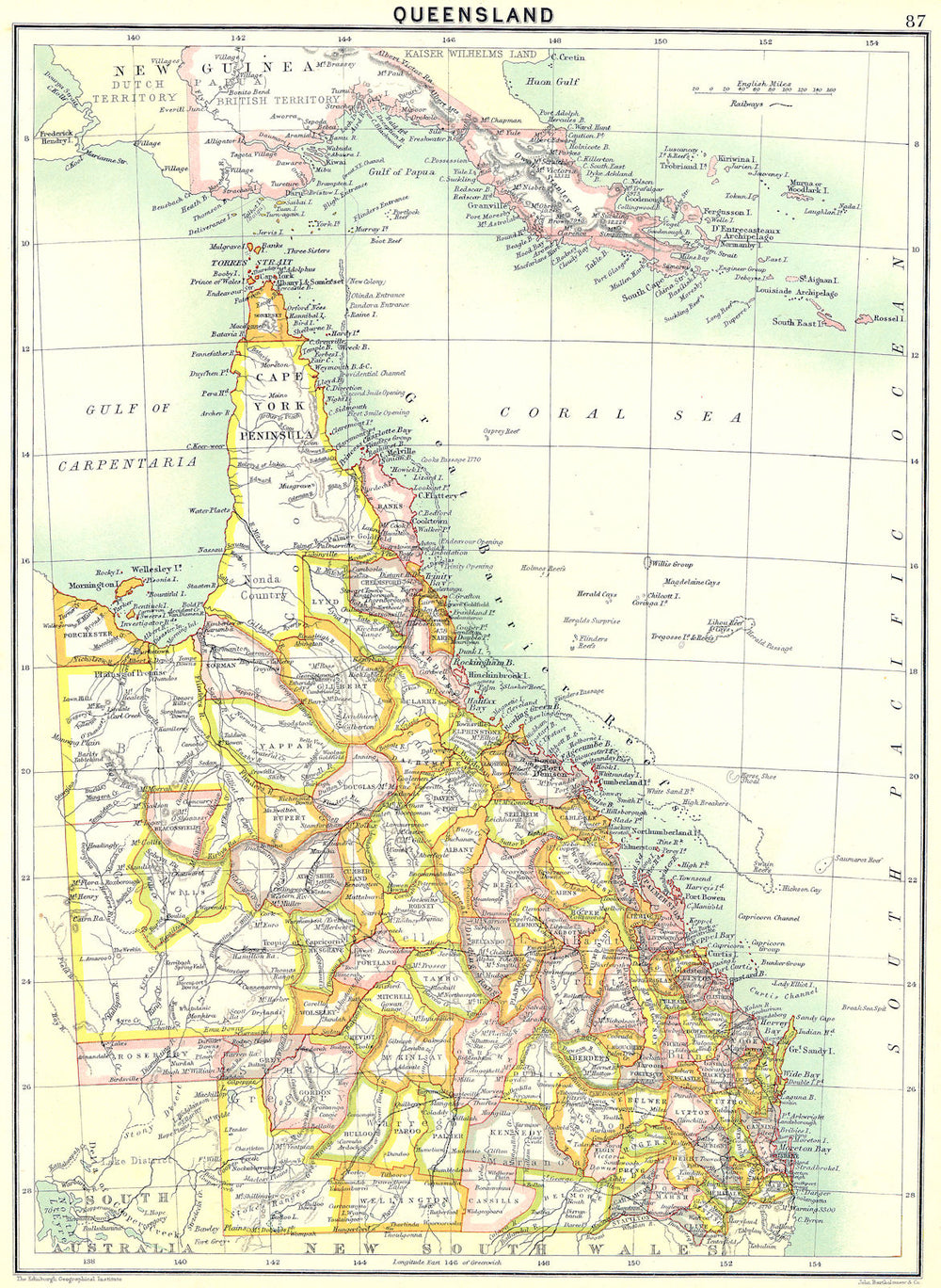 AUSTRALIA. Queensland 1900 old antique vintage map plan chart