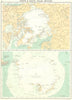 POLAR. North & south 1900 old antique vintage map plan chart