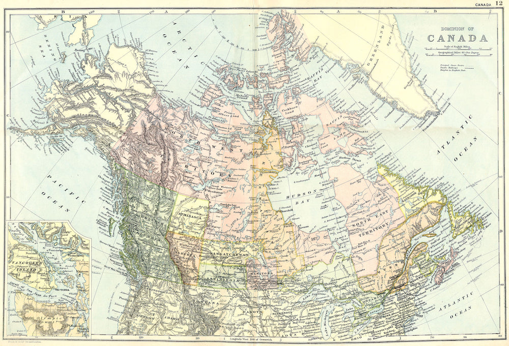 CANADA. Dominion of; Vancouver Island 1905 old antique vintage map plan chart