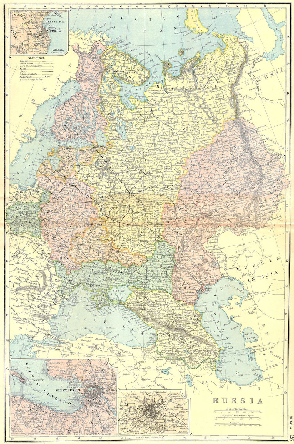 RUSSIA. Odessa St Petersburg Moscow 1905 old antique vintage map plan chart