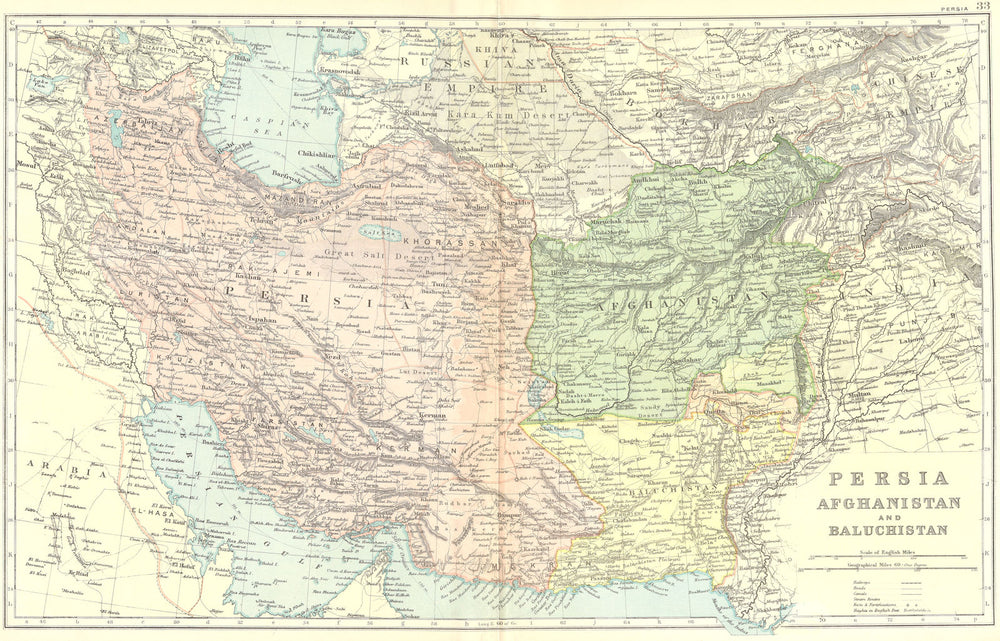 IRAN. Afghanistan Baluchistan UAE Gulf 1905 old antique vintage map plan chart