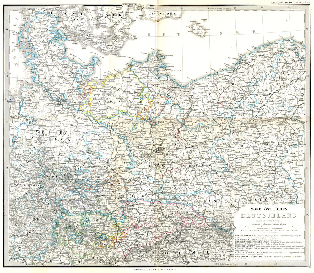 GERMANY. Nord-Ostliches Deutschland 1879 old antique vintage map plan chart