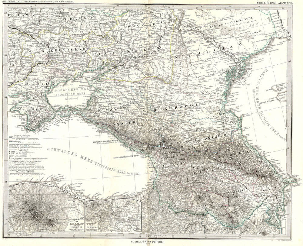 SUD-RUSSLAND KAUKASIEN. Ararat; Tblisi Georgia 1879 old antique map plan chart