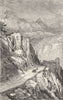 SPAIN. Col de Perthus(Chateau De Bellegarde) 1881 old antique print picture
