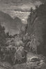 SPAIN. Drove of fighting bulls; Midnight 1881 old antique print picture