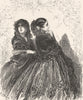SPAIN. Two ladies-sketch made at Alicante 1881 old antique print picture