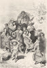 SPAIN. A family of beggars at Granada 1881 old antique vintage print picture