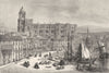SPAIN. The Cathedral and Port of Malaga 1881 old antique vintage print picture