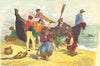 SPAIN. Charranes and Marineros on the beach 1881 old antique print picture