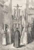 SPAIN. Penitents accompanying a Paso 1881 old antique vintage print picture