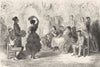 SPAIN. Gipsies dancing in a court of Seville 1881 old antique print picture