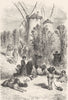 SPAIN. The Mills of La Mancha 1881 old antique vintage print picture