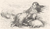 SPAIN. Shepherdess, Environs of Madrid 1881 old antique vintage print picture