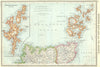 SCOTLAND. Northern with Orkneys; map of Shetland Islands 1907 old antique