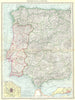 SPAIN. Western & Portugal; map of Madrid; Lisbon 1907 old antique chart