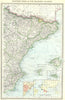 SPAIN. Eastern, Balearic Islands; Barcelona; colonies 1907 old antique map