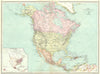 NORTH AMERICA. map of population 1907 old antique vintage plan chart