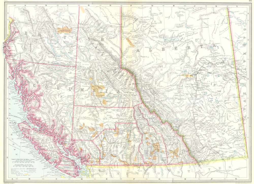 CANADA. Western. showing goldfields of British Columbia 1907 antique map