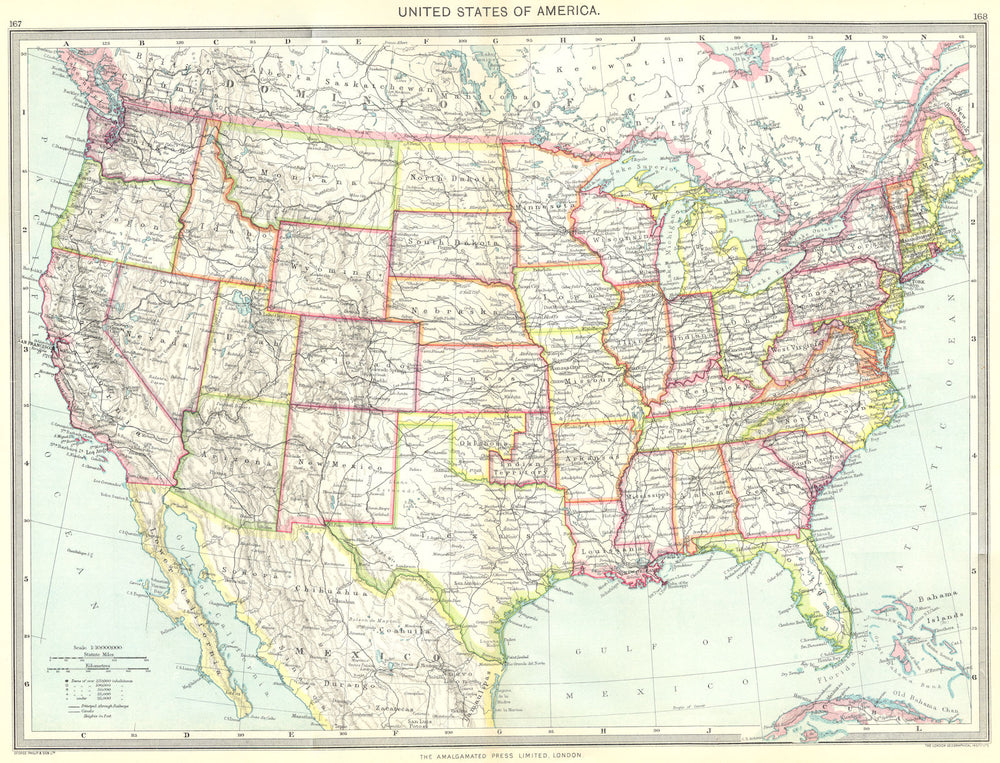 USA. United States of America 1907 old antique vintage map plan chart