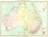 AUSTRALIA. Commonwealth of; maps population map; Tasmania 1907 old antique