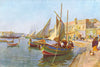 MALTA. Gozo boats alongside quay in Grand Harbour (Dingli) 1927 old print
