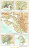 BALKANHALBINSEL.Istanbul;Bosphorus;Kotor Montenegro;Athens;Santorini 1958 map