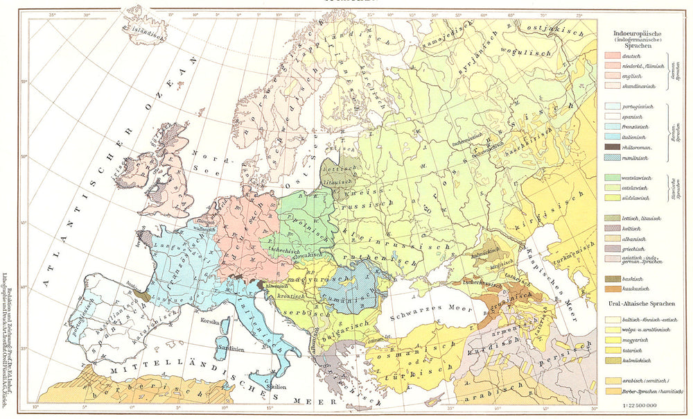 EUROPE.Europa;Sprachen Language Linguistic 1958 old vintage map plan chart
