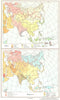 ASIA.Asien;Volker Race;Religionen Religion 1958 old vintage map plan chart