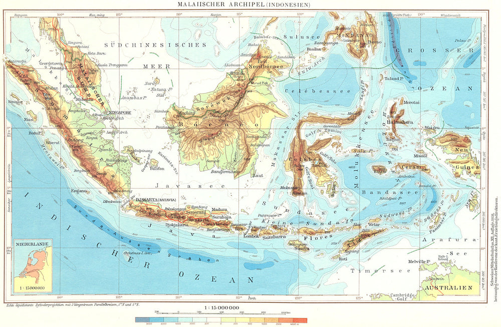 INDONESIA.Asien;Malaiischer Archipel(Indonesien);Inset Niederlande 1958 map