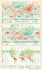 WORLD.Erde.Klima;Luftdruck Winde Januar;Juli;Regenzeiten Orkane 1958 old map