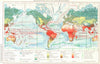 WORLD.Erde;Meeresstromungen Und Vegetationsgebiete 1958 old vintage map chart