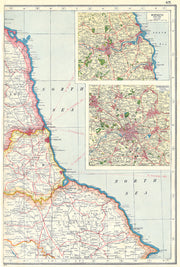 NORTH EAST ENGLAND COAST. Durham Yorks Northumbs Newcastle-upon-Tyne 1920 map