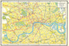 LONDON. Showing railways and underground tube lines. HARMSWORTH 1920 old map