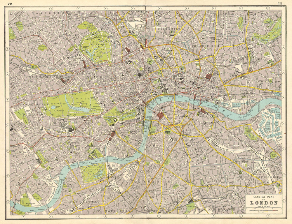 LONDON. Central London plan. HARMSWORTH 1920 old antique map chart