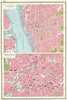 LIVERPOOL & MANCHESTER. Town plans. HARMSWORTH 1920 old antique map chart
