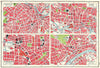 ENGLAND. Sheffield Birmingham Leeds Newcastle town plans. HARMSWORTH 1920 map