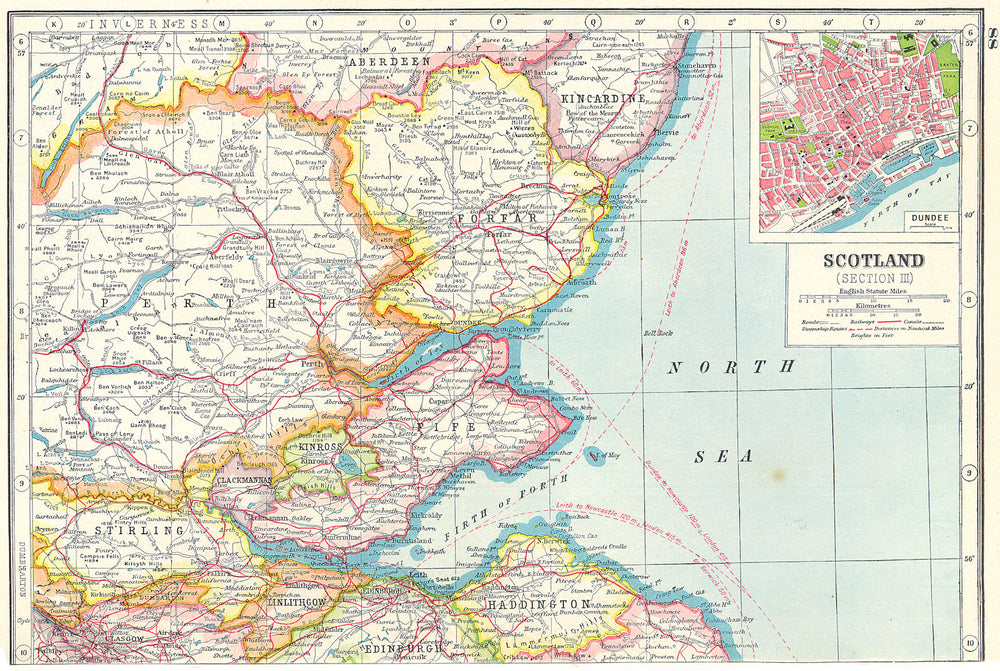 Firths of Forth & Tay. Fife Forfar Perthshire. Inset Dundee. Scotland 1920 map
