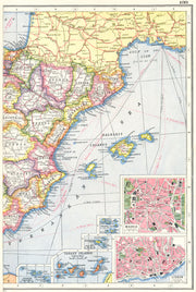 SPAIN EAST. Inset Azores Canaries Madeira Cape Verde Madrid Lisbon 1920 map