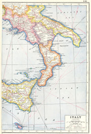 ITALY SOUTH/MALTA.Sicily Calabria Basilicata Campania Apulia.Telegraph 1920 map