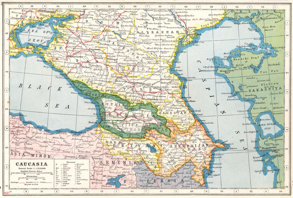 CAUCASIA CAUCASUS. Georgia Armenia Azerbaijan Russia Erivan. Eurasia 1920 map