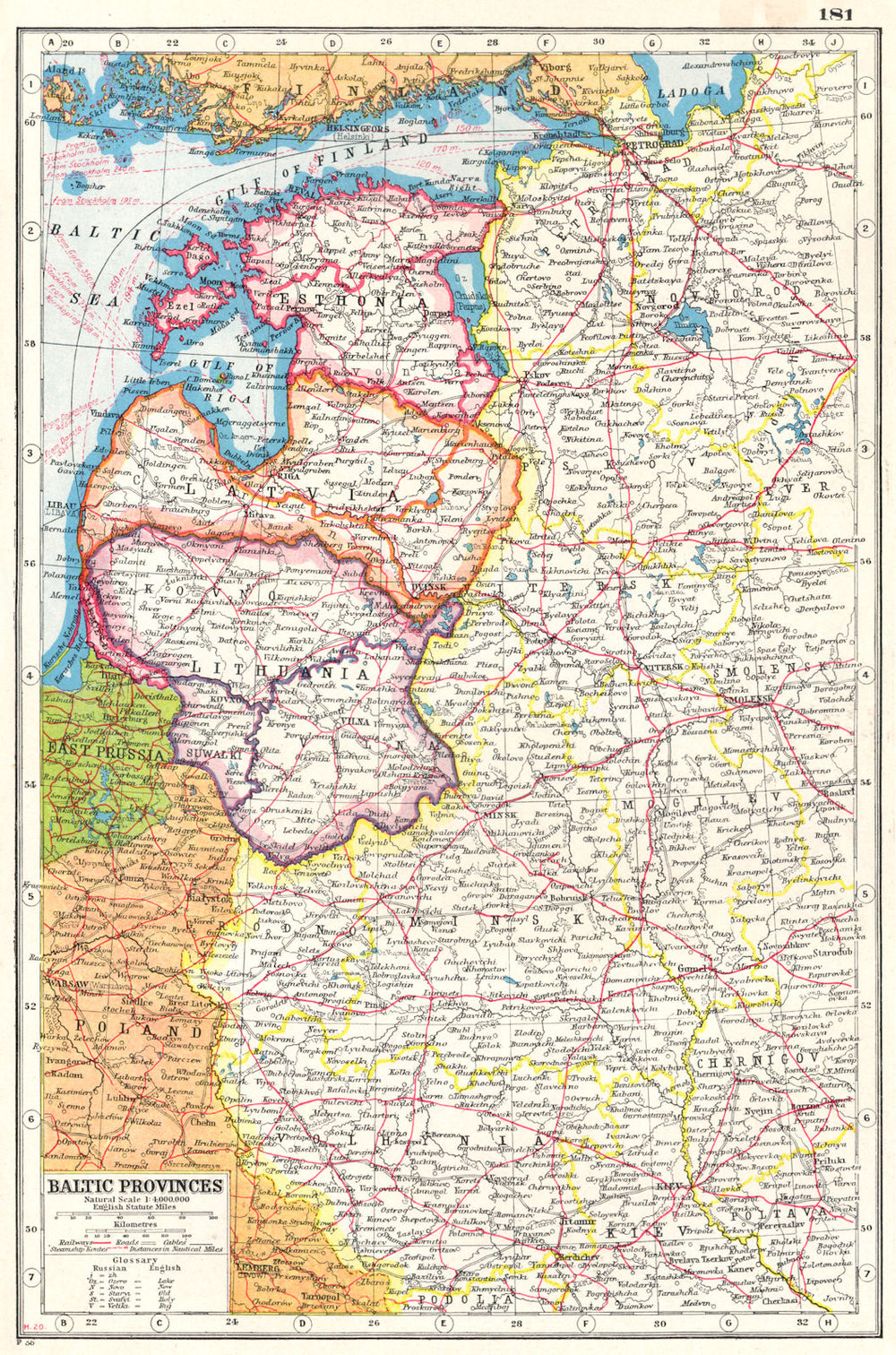 LATVIA LITHUANIA ESTONIA. Baltic Provinces E Prussia Russia Petrograd 1920 map