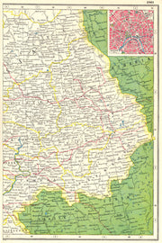 EUROPEAN RUSSIA EAST. Railways. Inset plan of Moscow. HARMSWORTH 1920 old map